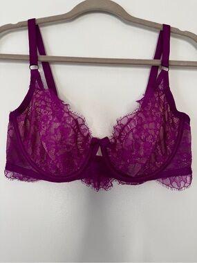 Victoria's Secret Bra Very Sexy Unlined Demi Hot Pink Lace Sz 36DD